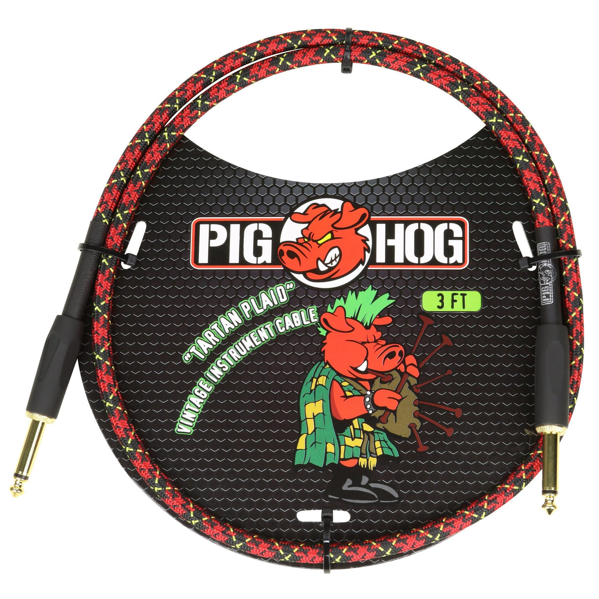 Pig Hog PCH3PL "Tartan Plaid" 3ft Right Angled Patch Cables