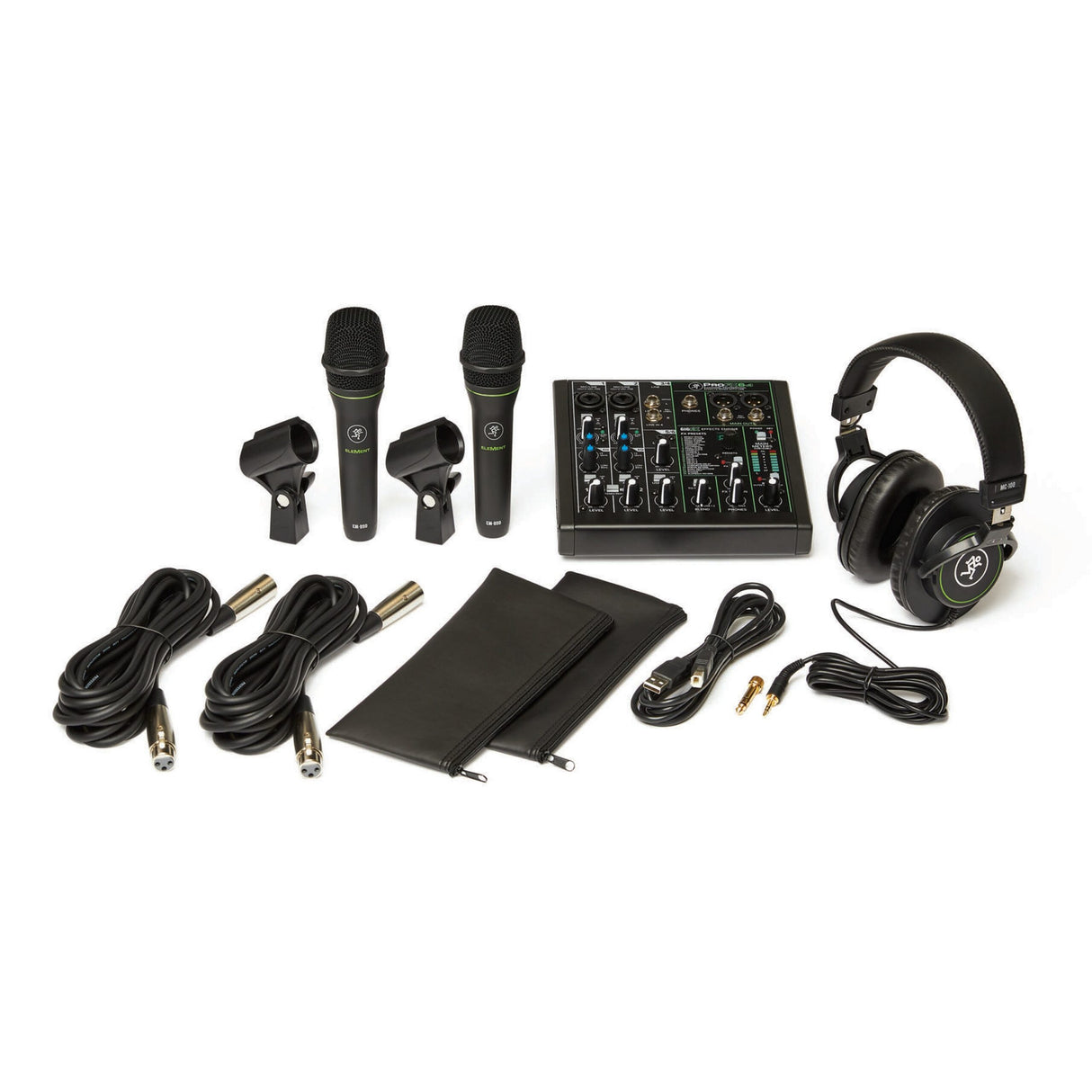 Mackie Performer Bundle with ProFX6v3 Mixer, 2 EM89D Dynamic Microphones and MC-100 Headphone