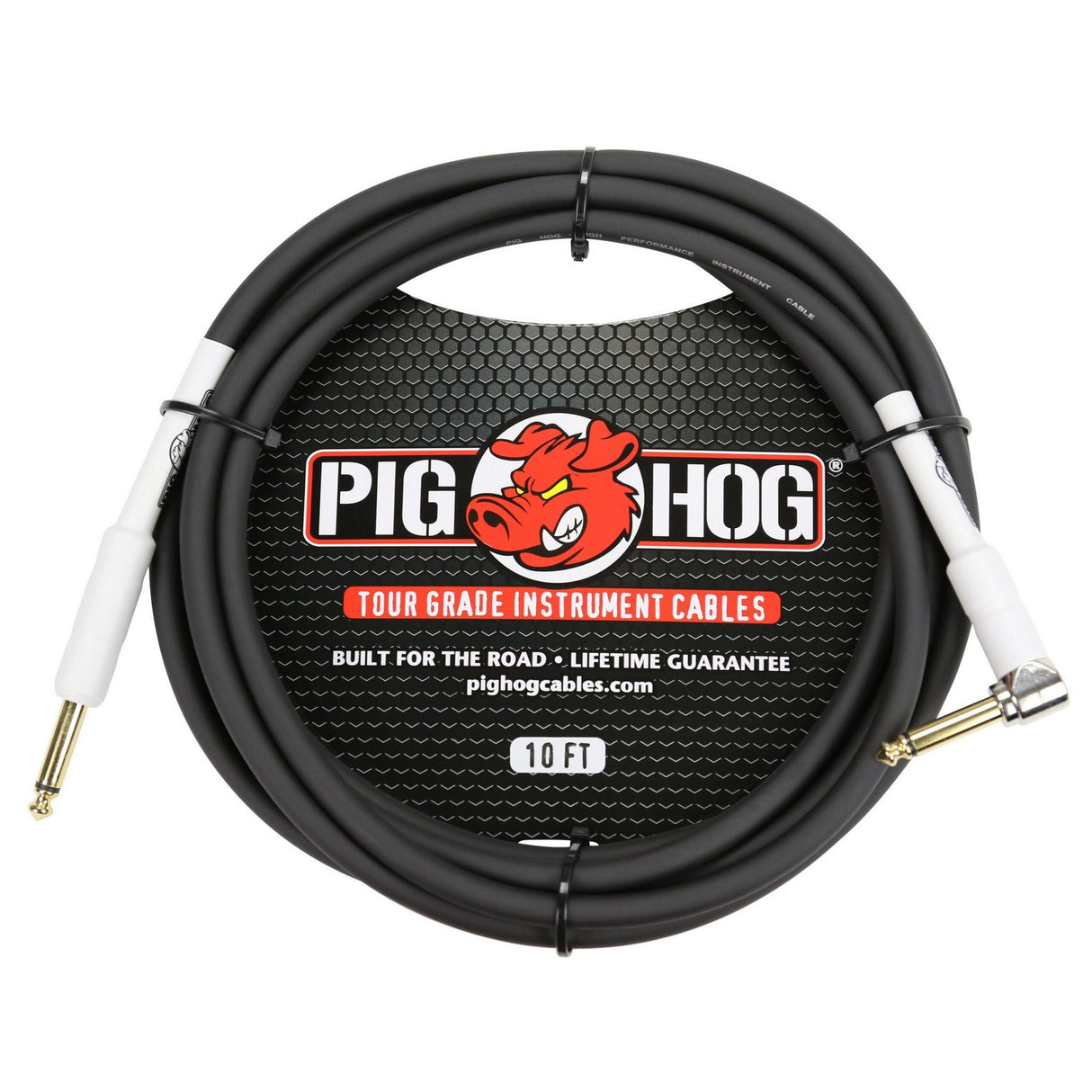 Pig Hog PH10R 10ft 1/4-Inch to 1/4-Inch Right Angle 8mm Instrument Cable