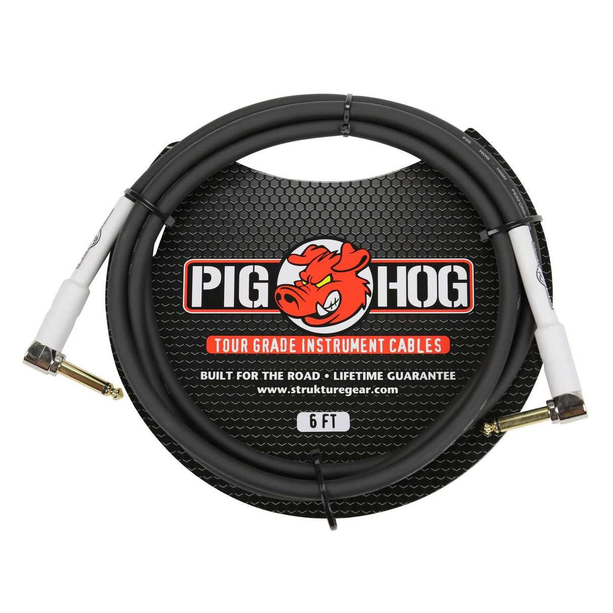 Pig Hog PH6RR 6ft 1/4-Inch Right Angle to 1/4-Inch Right Angle 8mm Instrument Cable