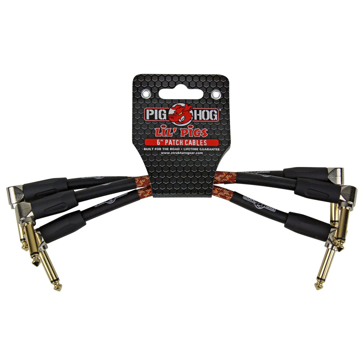 Pig Hog PHLIL6CP "Western Plaid" 6-Inch Patch Cables, 3-Pack