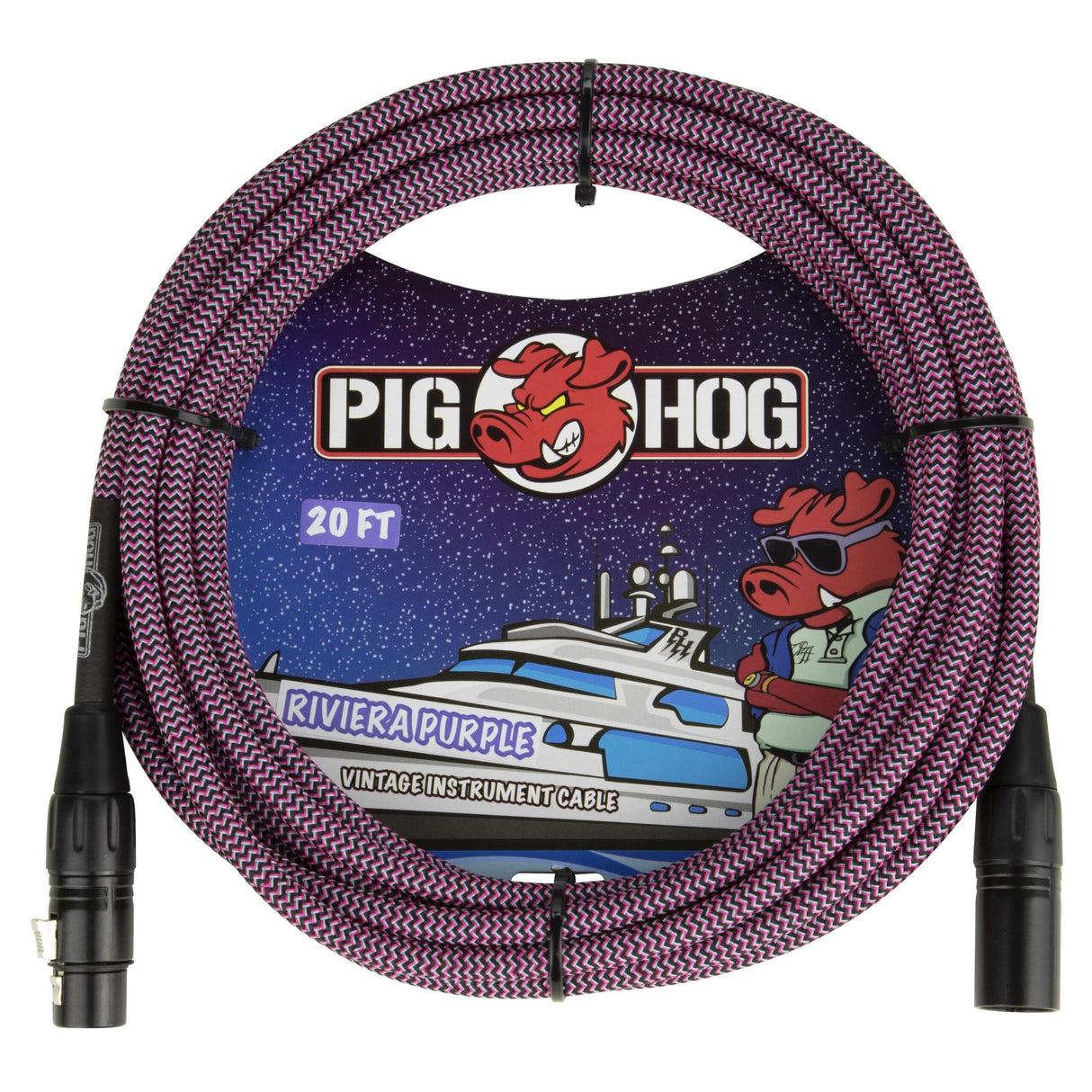 Pig Hog PHM20RPP Riviera Purple Woven Microphone Cable, 20-Foot