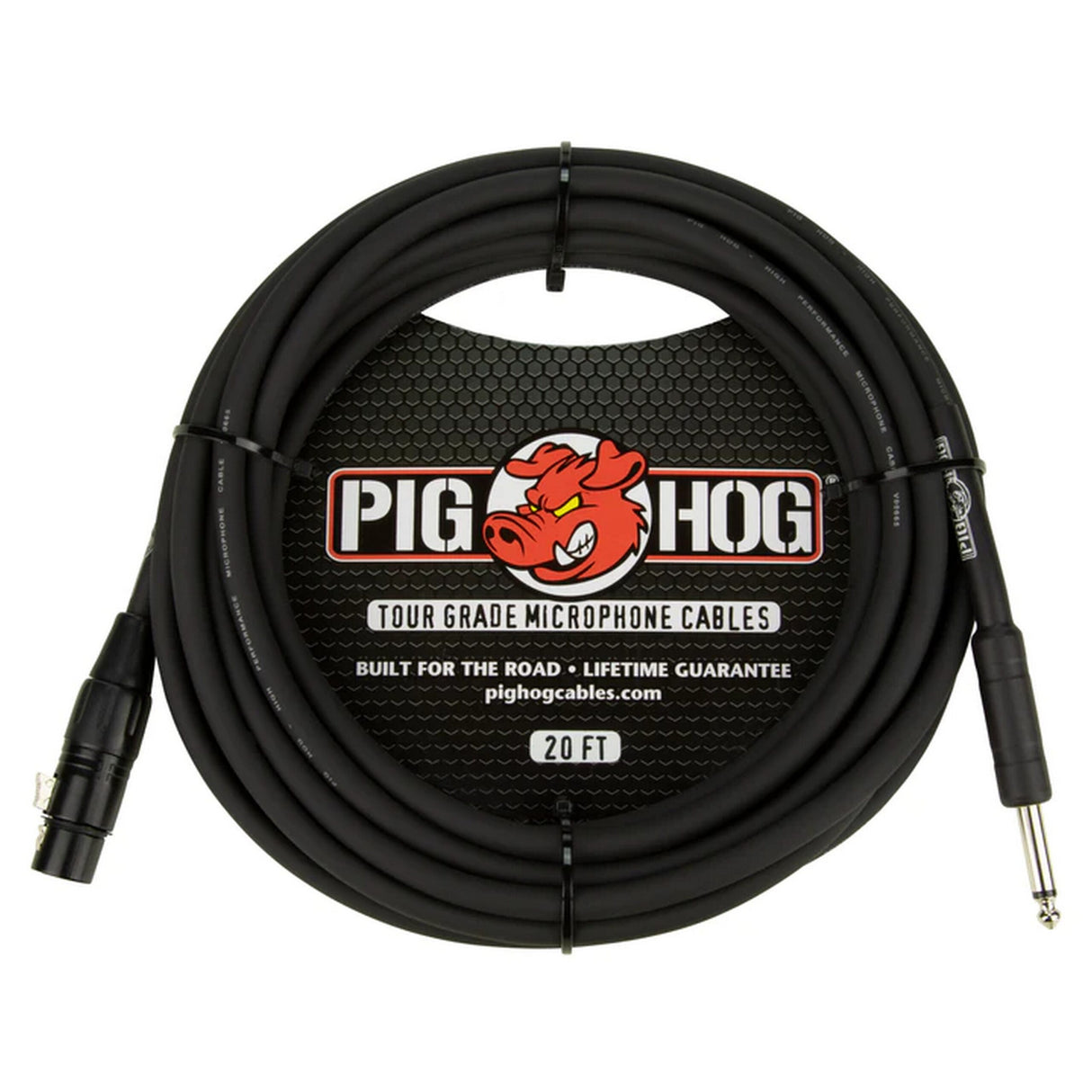 Pig Hog PHM20Z 8mm HiZ XLR female to 1/4 Male Microphone Cable, 20-Feet