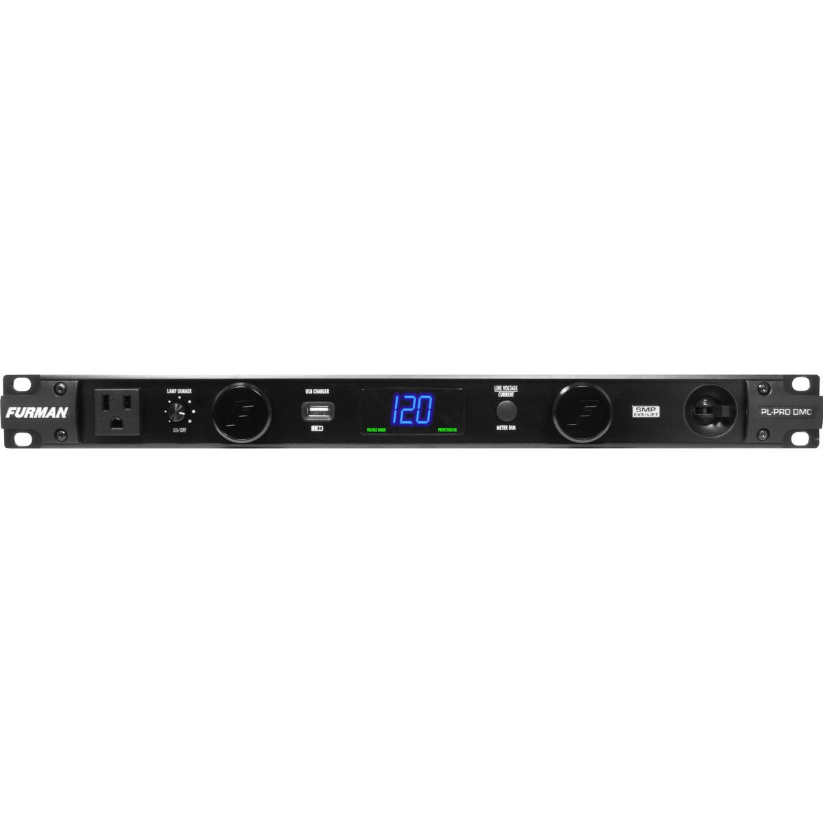 Furman PL-PRO DMC 20A Advanced Power Conditioner Lights with SMP and Digital Volt Amplifier Meter 9 Outlets 1RU 10 Feet Cord