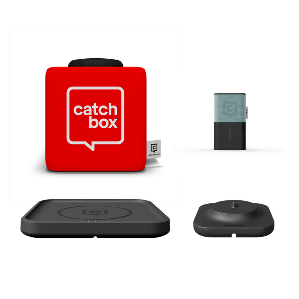 Catchbox Plus Throwable Microphone System with 1 Cube, 1 Clip, 1 Hub Receiver, 1 Wireless Charger, and 1 Dock (Old Version)