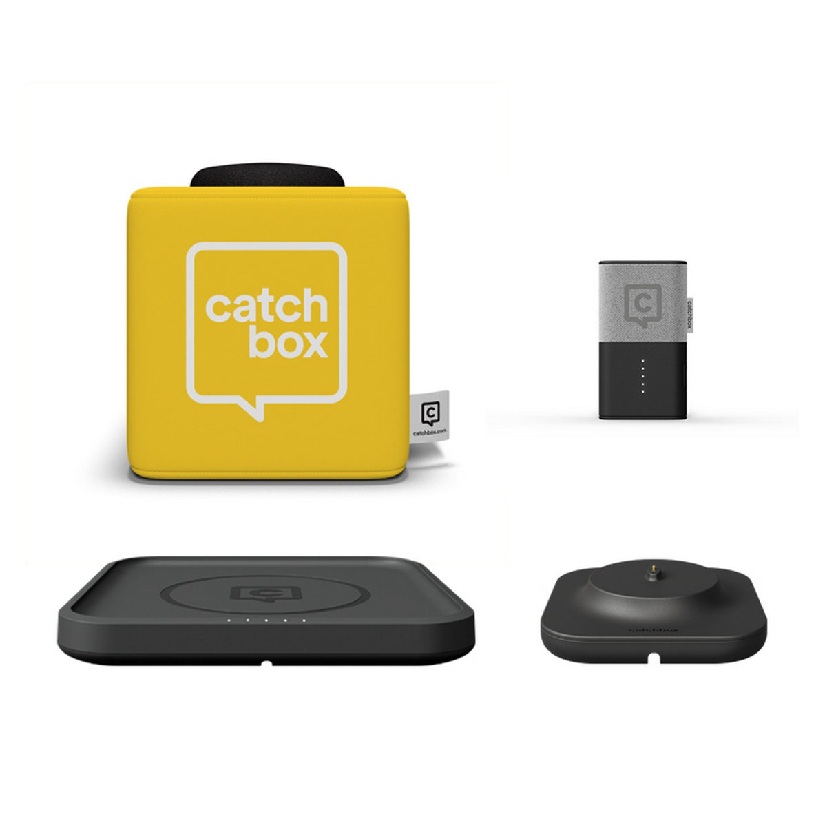 Catchbox Plus Throwable Microphone System with 1 Cube, 1 Clip, 1 Hub Receiver, 1 Wireless Charger, and 1 Dock (Old Version)