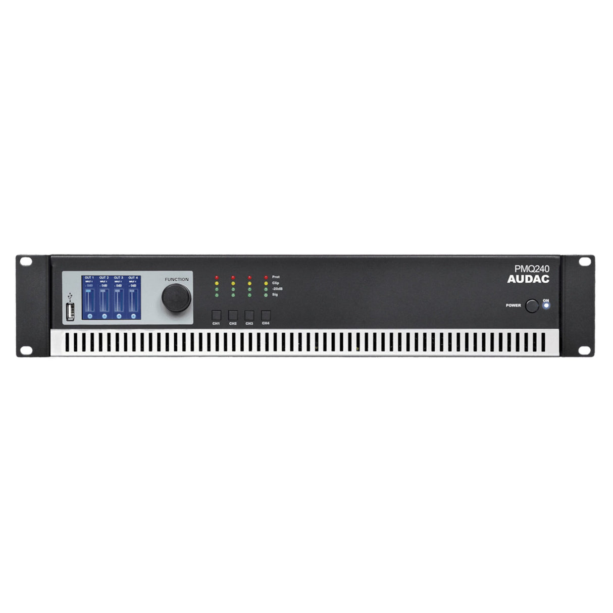 Audac PMQ240 WaveDynamics Quad-Channel 100V Power Amplifier, 240 Watts