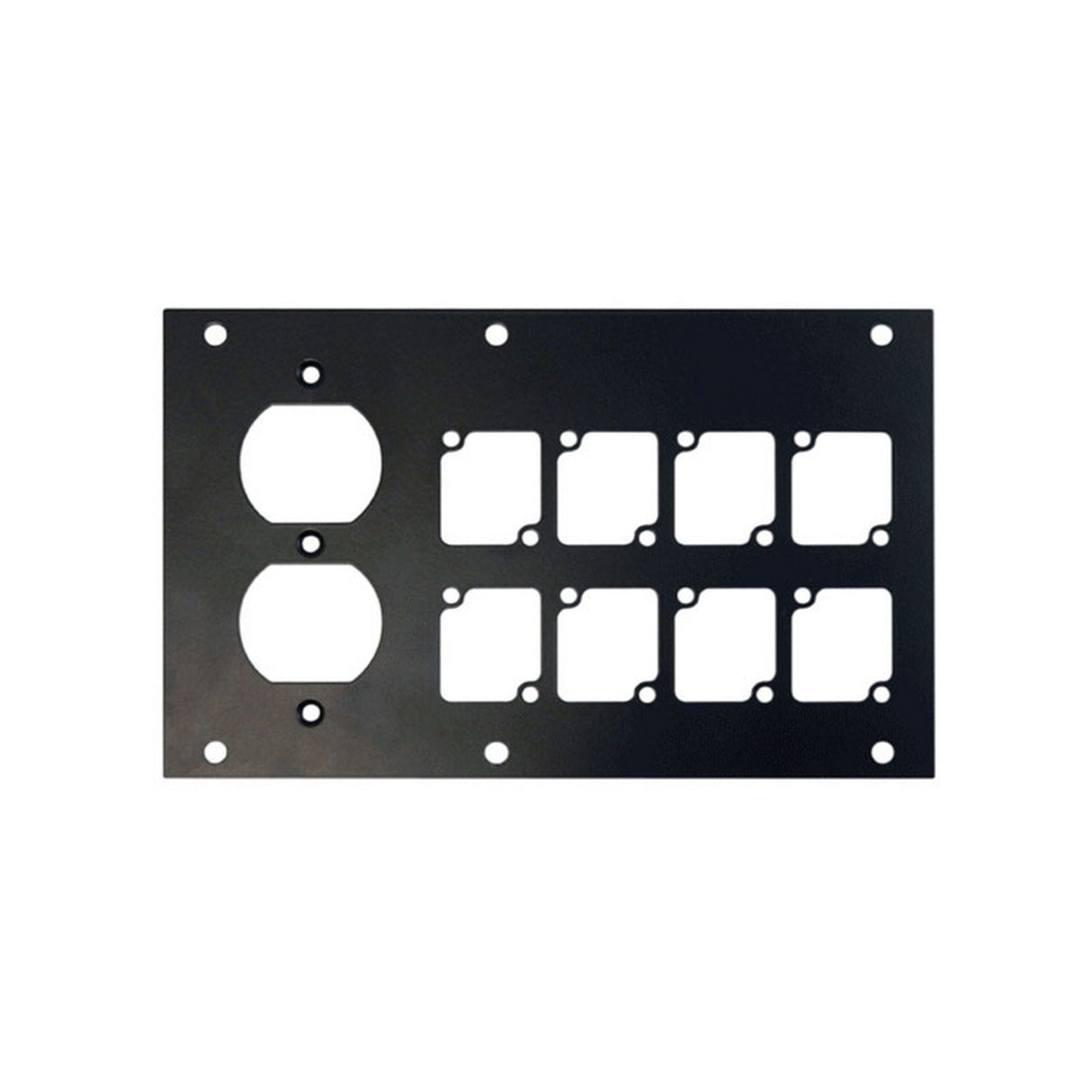 Ace Backstage Co. PNL-128+ Aluminum F Panel with 8 Connectrix and 1 Duplex Cutouts