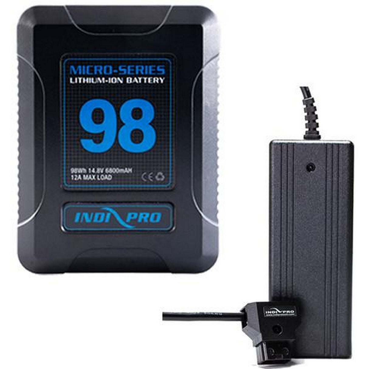 IndiPRO PSKT25 Micro-Series 98Wh Li-Ion V-Mount Battery and D-Tap Pro Charger 2.5A Kit