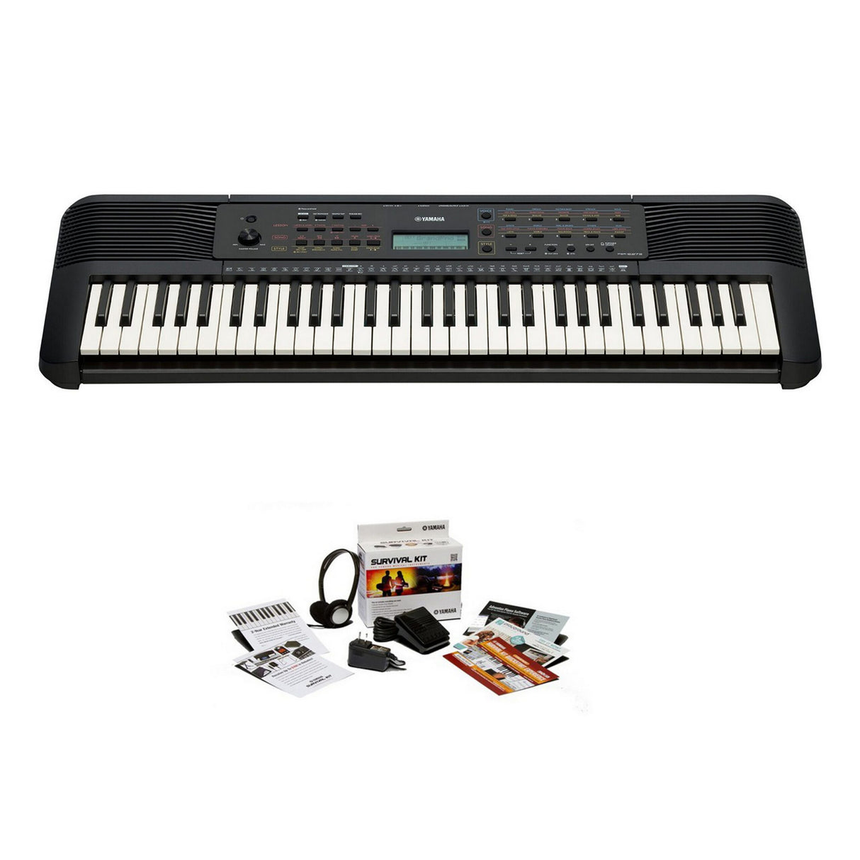 Yamaha PSRE273 61-Key Entry-Level Portable Keyboard with Survival Kit B2