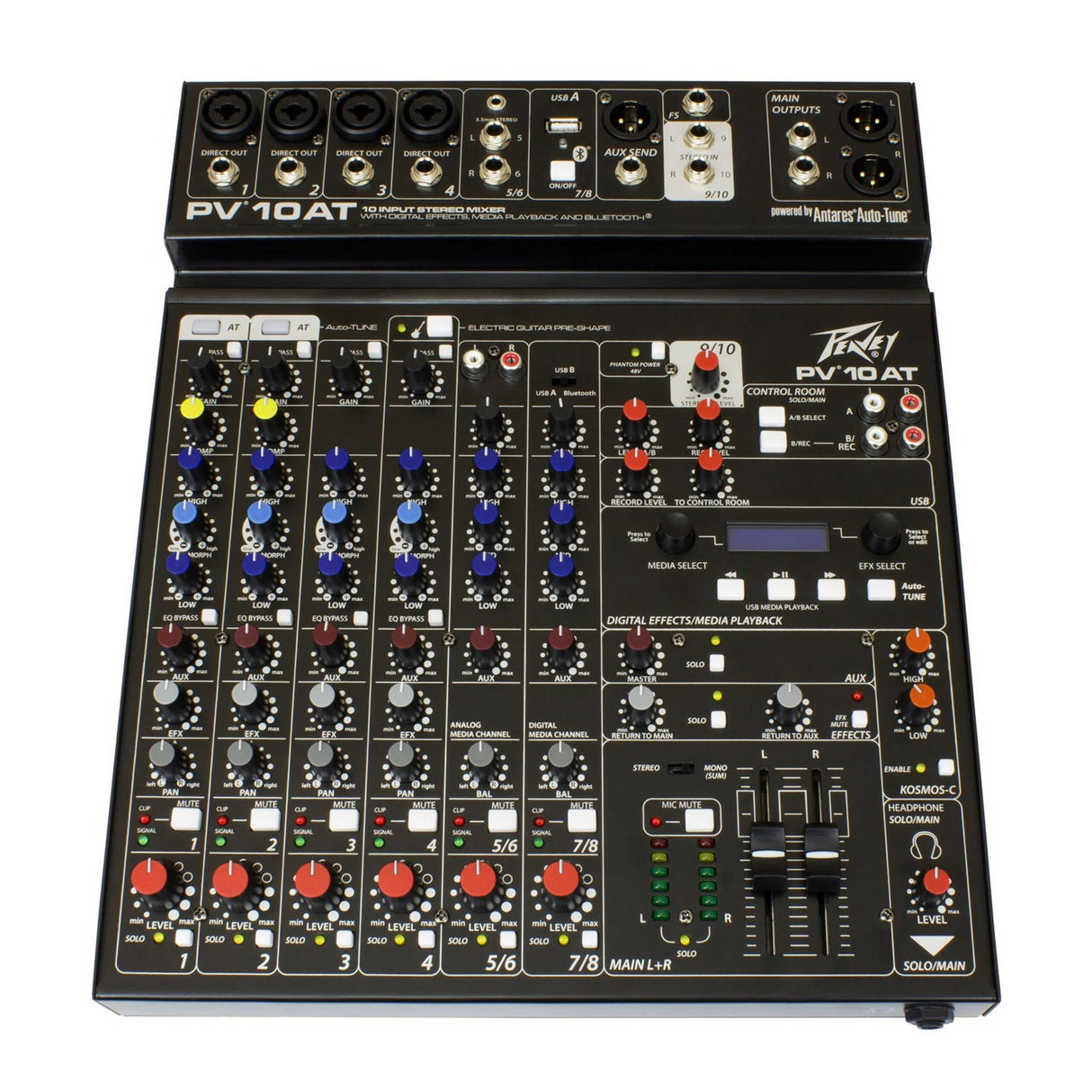 Peavey PV 10AT Compact 10 Channel Mixer with Bluetooth and Antares Auto-Tune