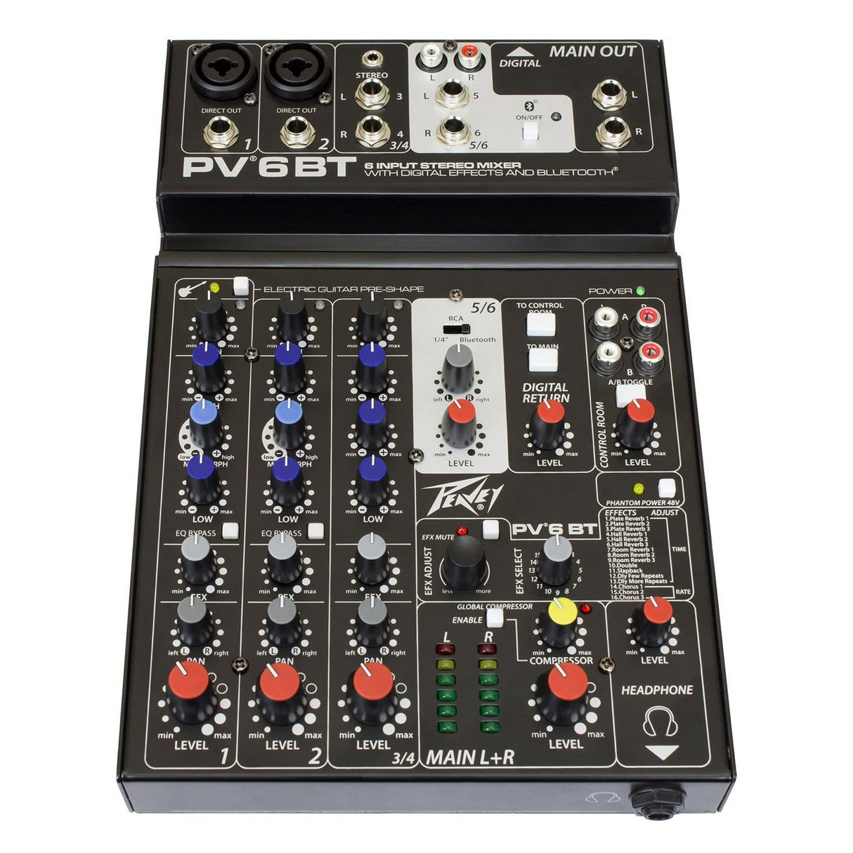 Peavey PV 6BT Compact 6 Channel Mixer with Bluetooth