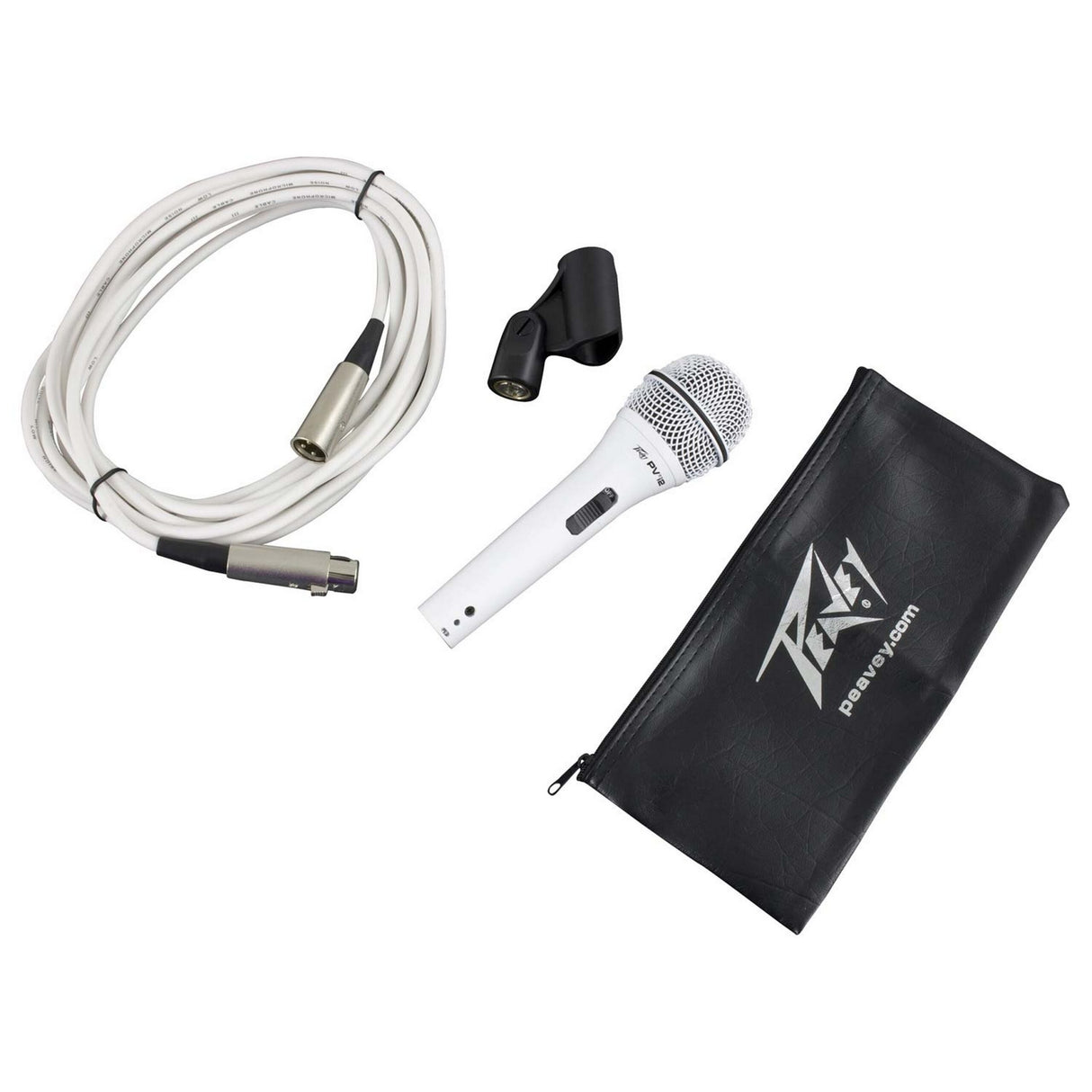 Peavey PV i2 White Cardioid Unidirectional Dynamic Vocal Microphone with XLR Cable