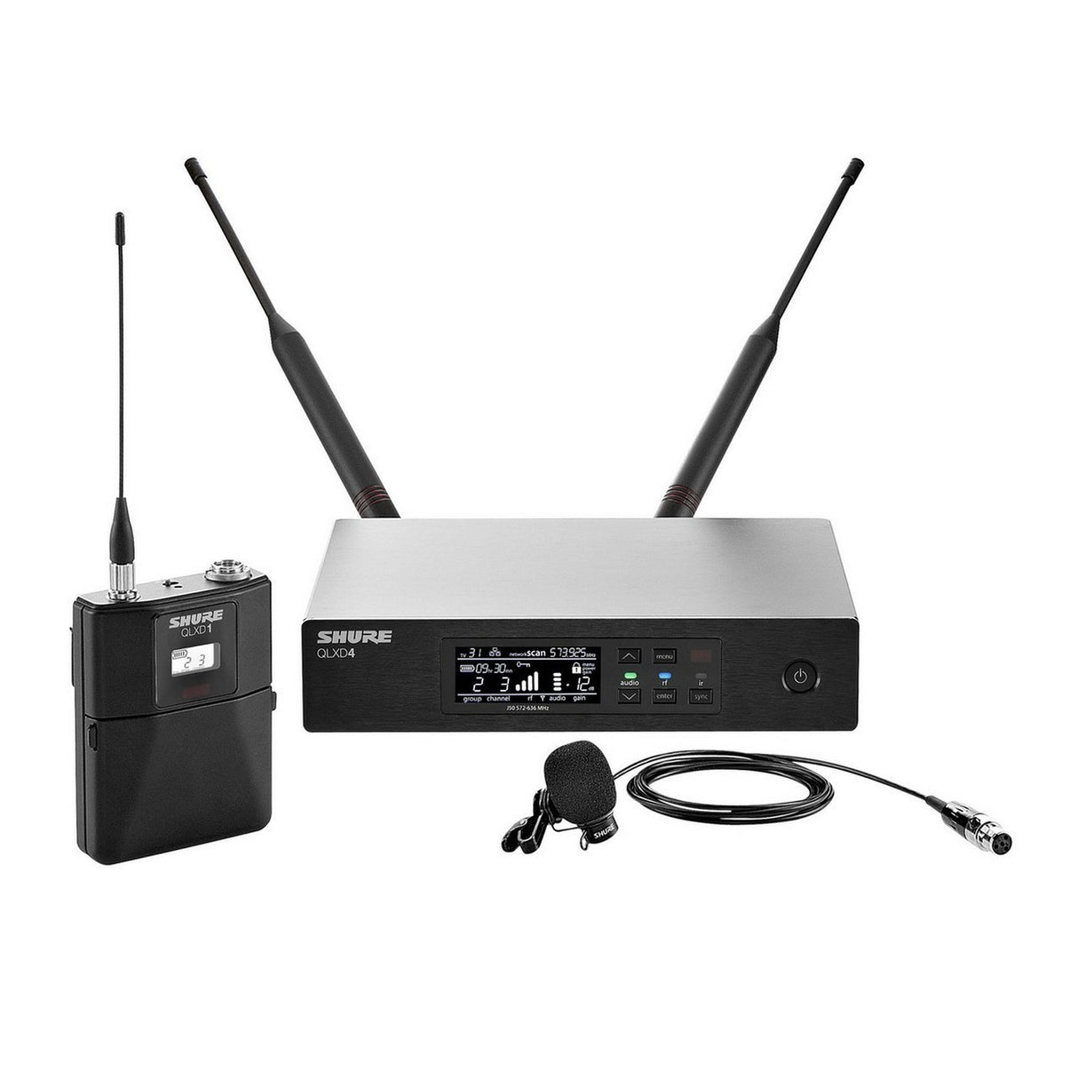 Shure QLXD14/83 Wireless Lavalier Microphone System with WL183, J50A 572 - 608, 614 - 616 MHz