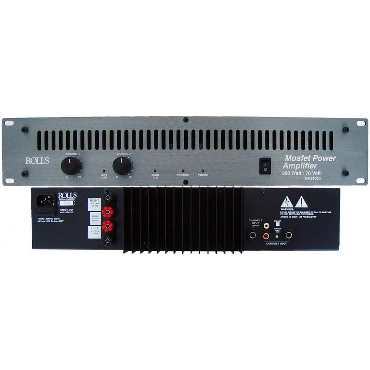 Rolls RA2100b Professional Power Amplifier, 100 Watts