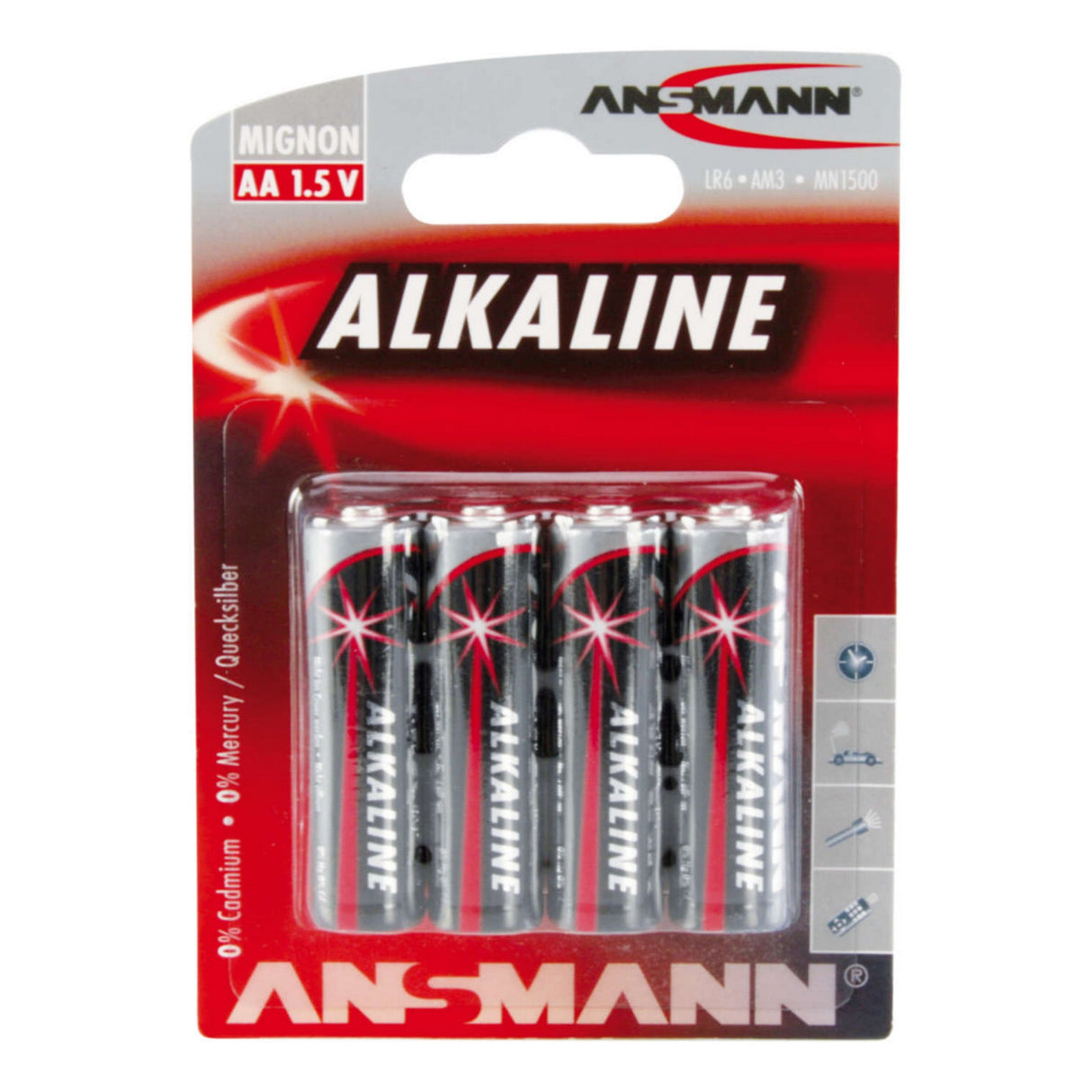 Ansmann Redline AA Alkaline Batteries, 4-Pack
