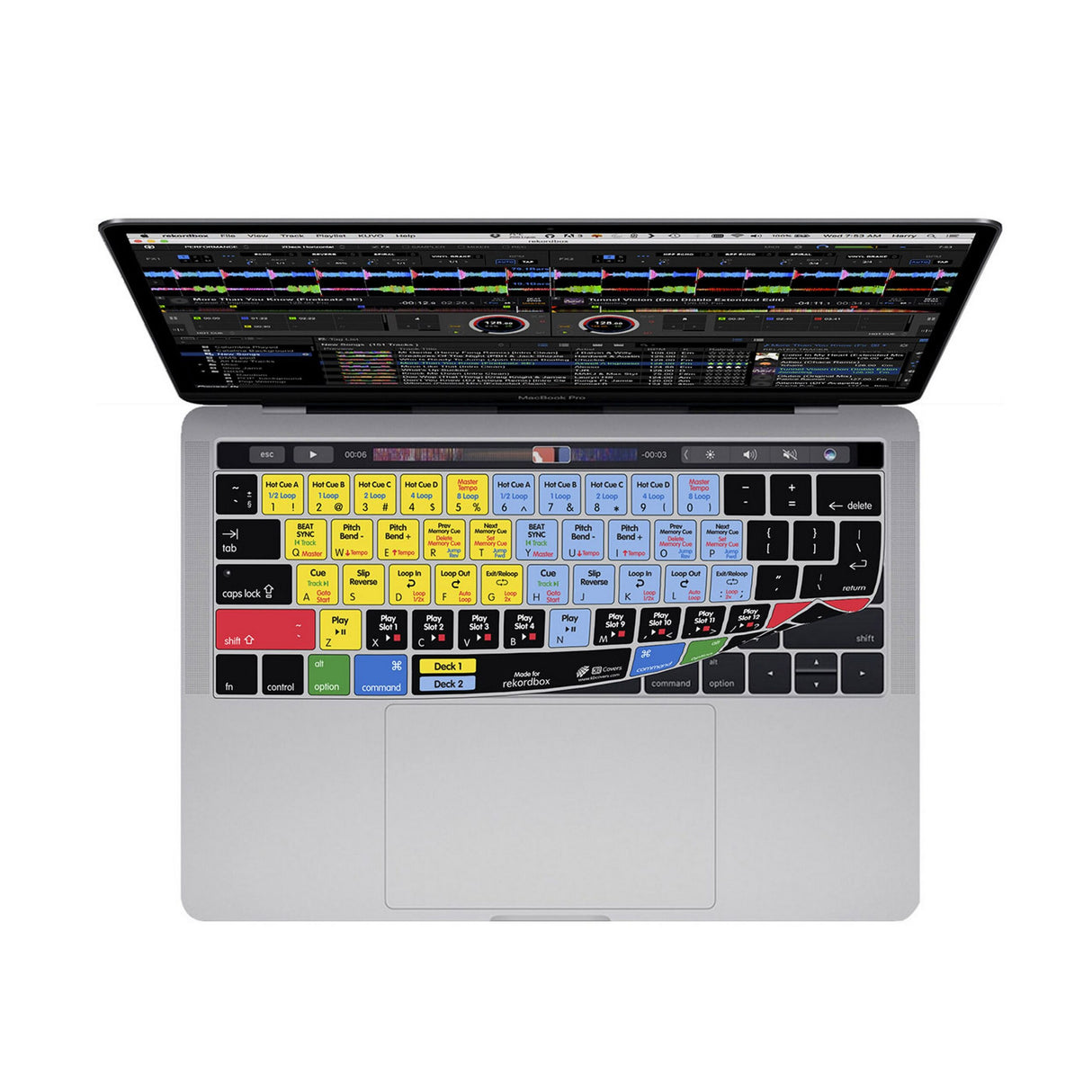 KB Covers RKBX-MTB rekordbox Shortcut Keyboard Cover for MacBook Pro Late 2016+ with Touch Bar