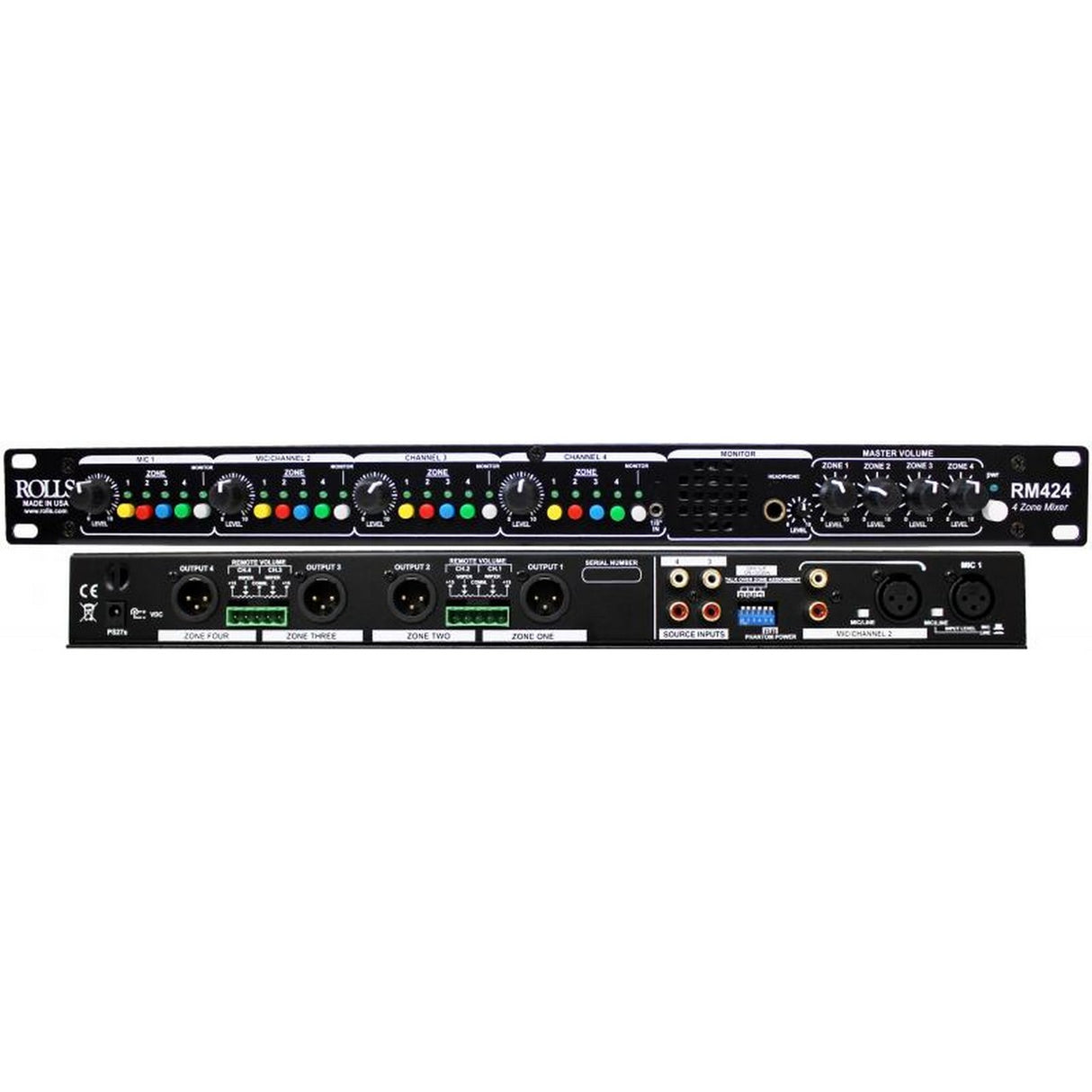 Rolls RM424 | 4 Zone Paging Microphone Mixer