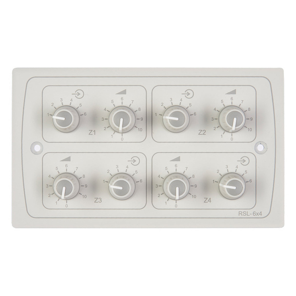 Cloud Electronics RSL-6x4AW 2-Gang UK Multizone Source Select/Volume Level Wallplate, White