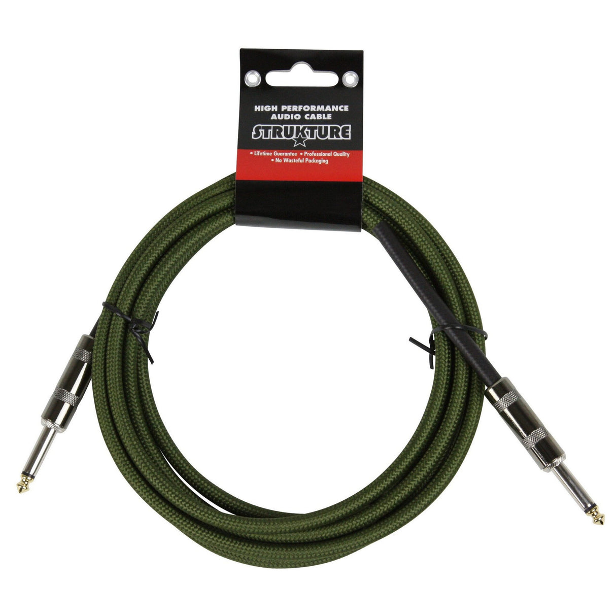Strukture SC10MG 10-Foot Instrument Cable, 6mm Woven, Military Green