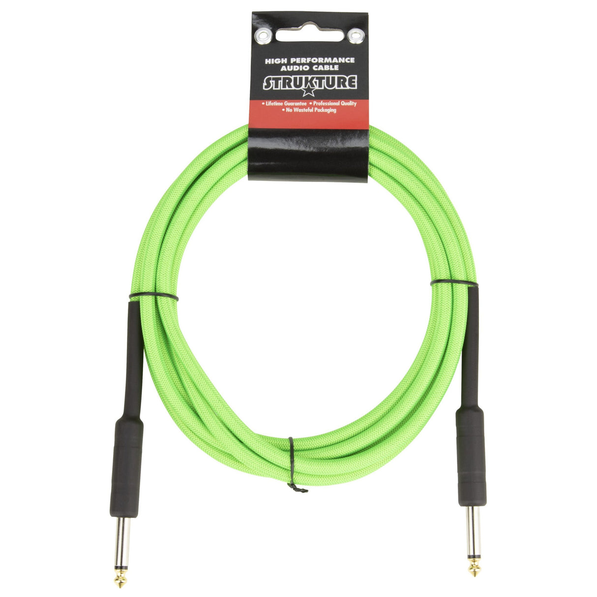 Strukture SC10NG 10-Foot Instrument Cable, 6mm Woven, Neon Green