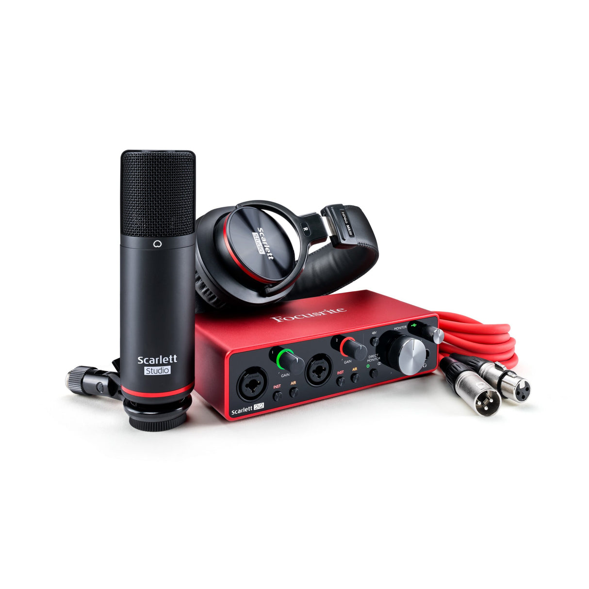 Focusrite Scarlett 2i2 2 x 2 USB Audio Interface with Condenser Microphone and Headphone, Studio 3rd Generation