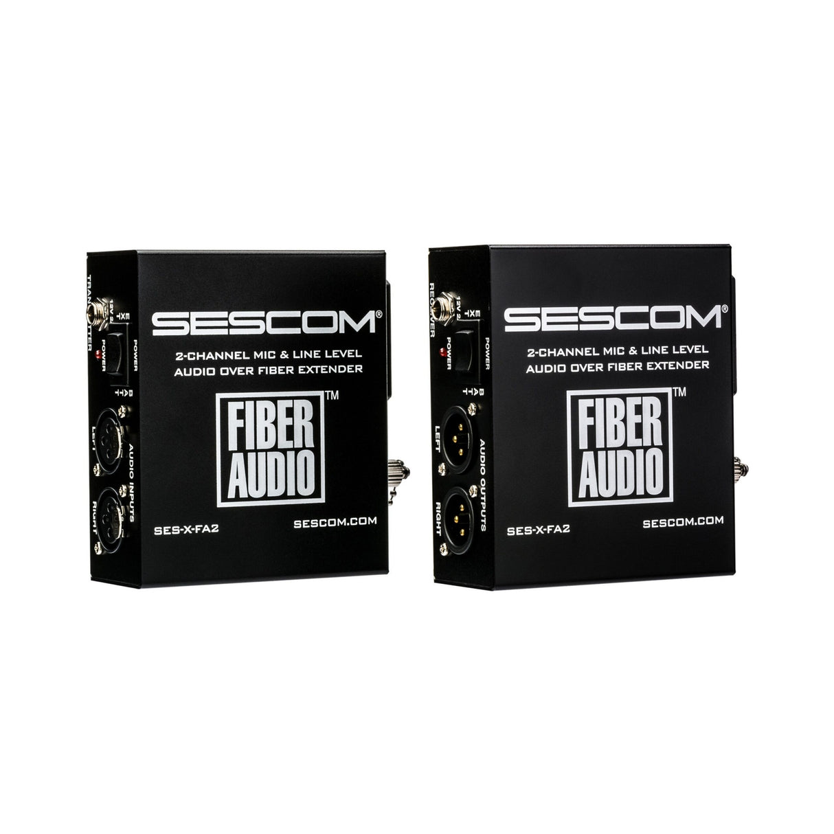 Sescom SES-X-FA2 Portable Battery Operated 2-Channel Mic and Line Level Audio Over Single Fiber Extender Kit