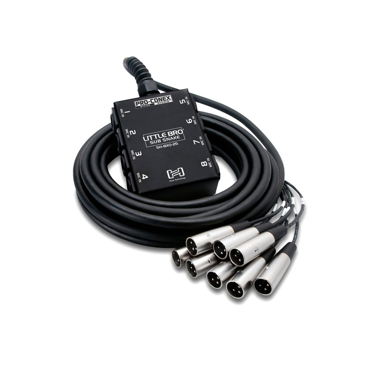 Hosa SH-8X0-50 Pro-Conex Little Bro Sub Snake, Cable 8 x XLR Sends and No Returns, 50 Foot