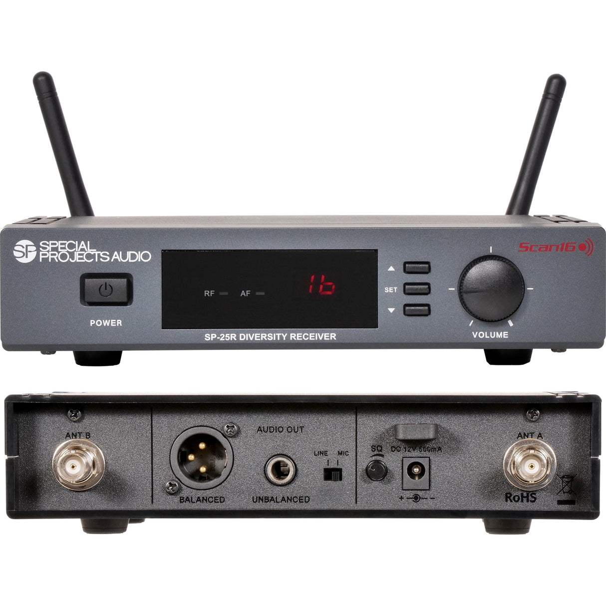 Galaxy Audio SP-25RD1 Scan16 Wireless Microphone Receiver, 540-570 MHz