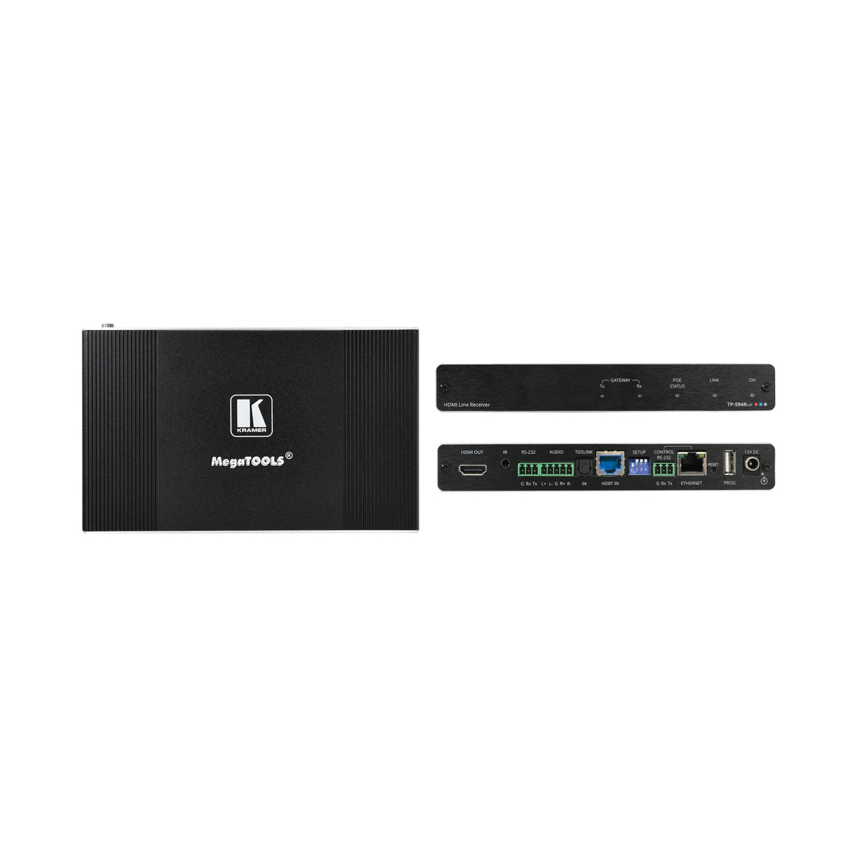 Kramer TP-594RXR 4K HDR HDMI Receiver with Ethernet, RS-232, IR, ARC and Stereo Audio Routing Over PoE Extended-Reach HDBaseT 2.0