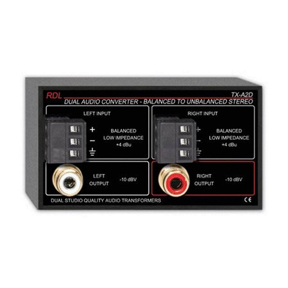 RDL TX-A2D Dual Audio Converter Balanced to Unbalanced