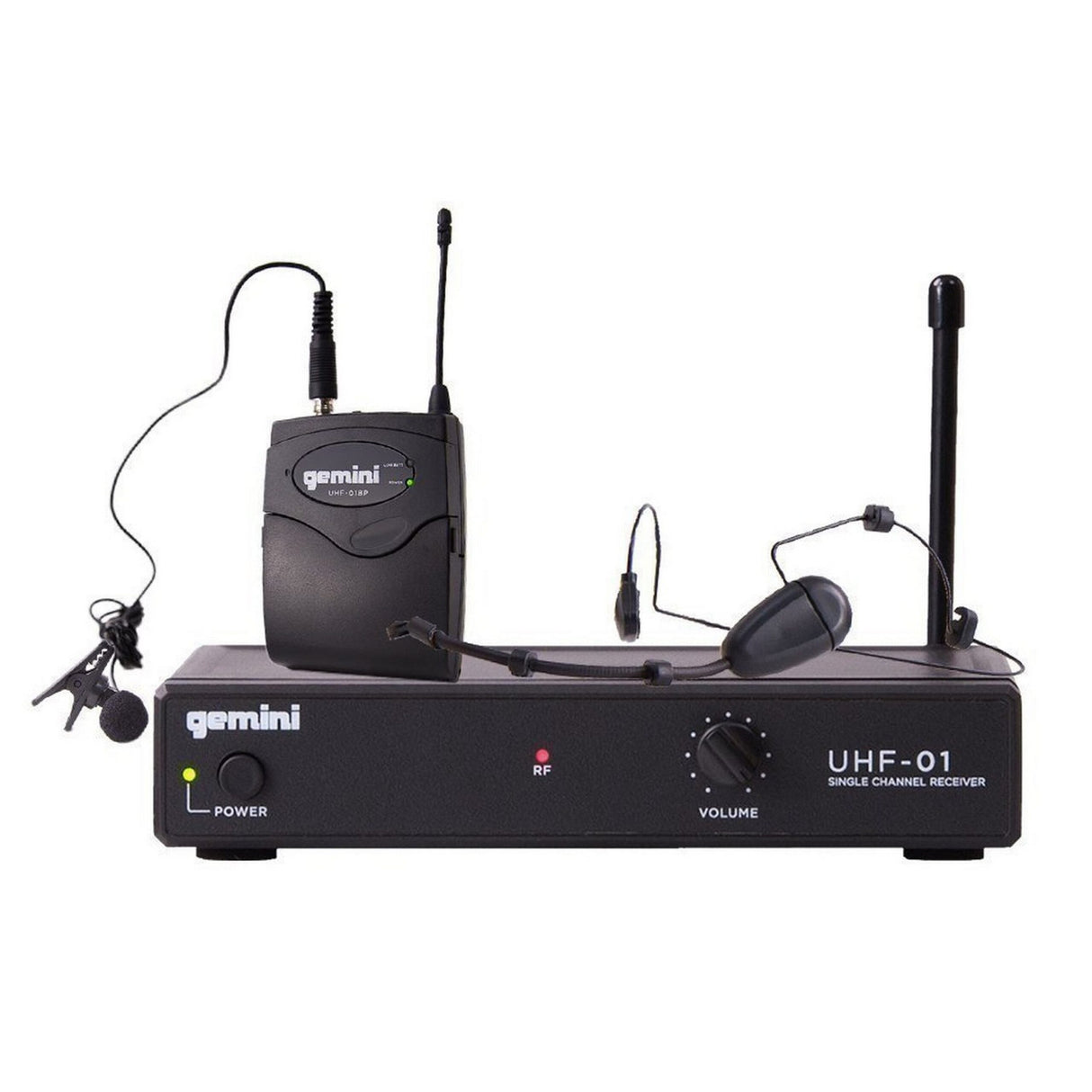 Gemini UHF-01HL Headset Lavalier Wireless Microphone System, F1 Band