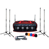 VocoPro UHF-5800-XL Professional 4-Channel UHF Wireless Microphone Package with XLR Cables, Stands and Carrying Bag