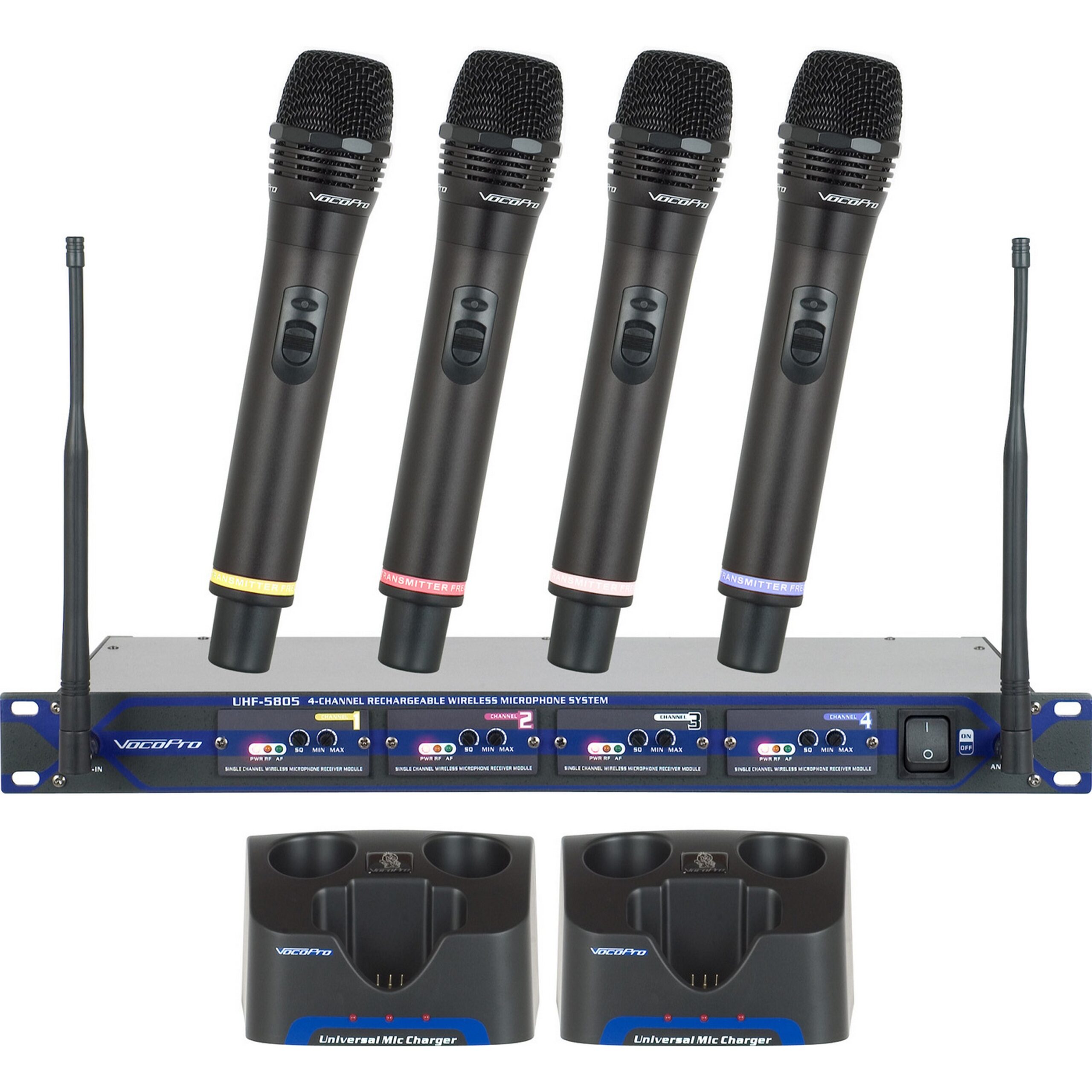 VocoPro UHF 5805 Professional Rechargeable 4 Channel UHF Wireless