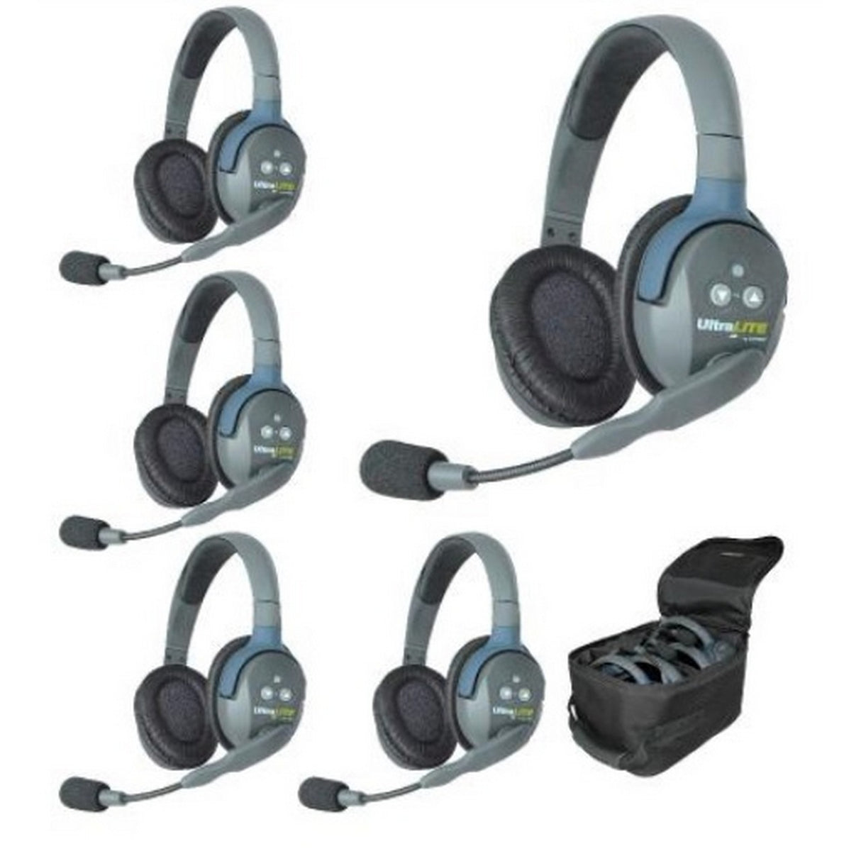 Eartec UL5D 5-Person Full Duplex Wireless Intercom with 5 UltraLITE Dual Ear Headsets