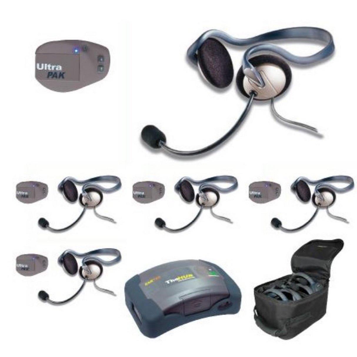 Eartec UPMON5 5-Person Full Duplex Wireless Intercom with 5 UltraPAK and Monarch Headsets