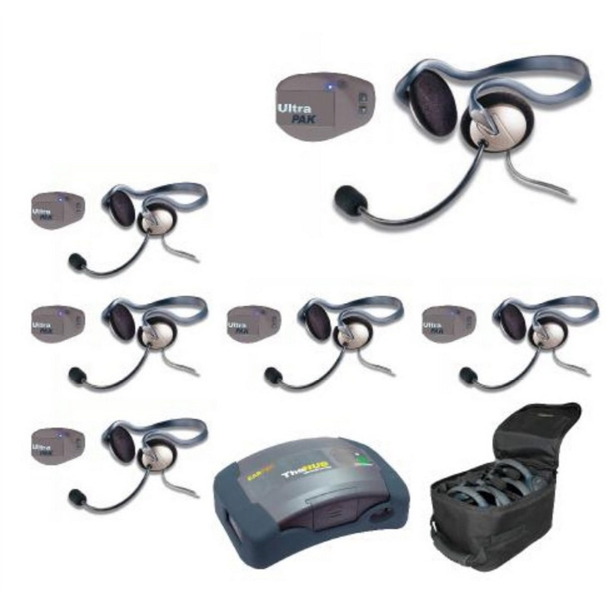 Eartec UPMON6 6-Person Full Duplex Wireless Intercom with 6 UltraPAK and Monarch Headsets