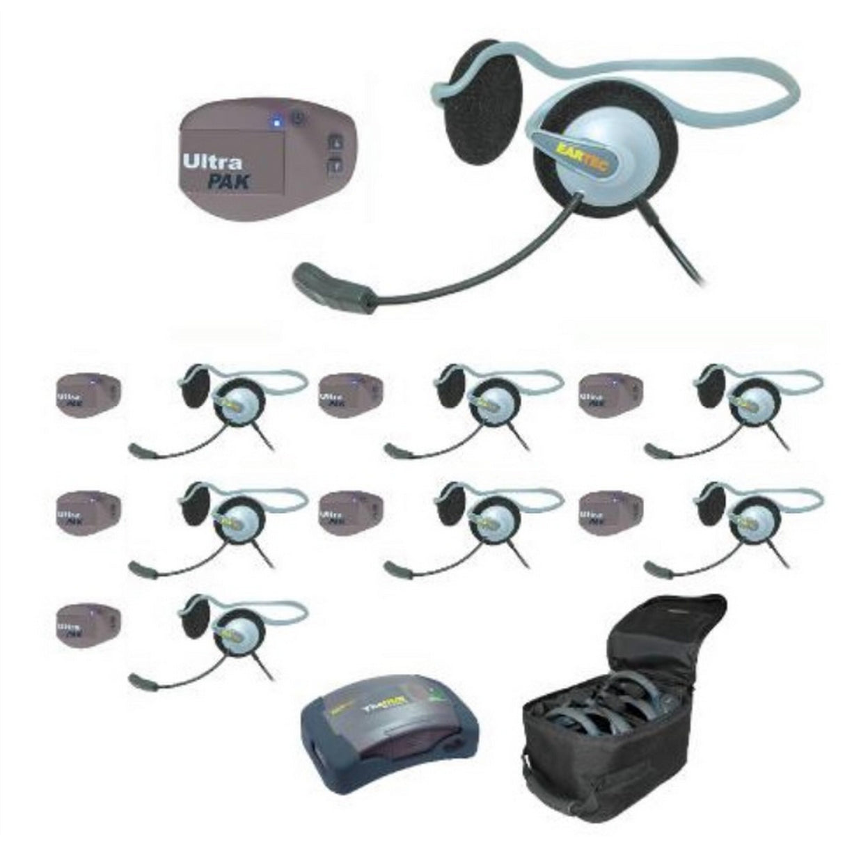 Eartec UPMON8 8-Person Full Duplex Wireless Intercom with 8 UltraPAK and Monarch Headsets