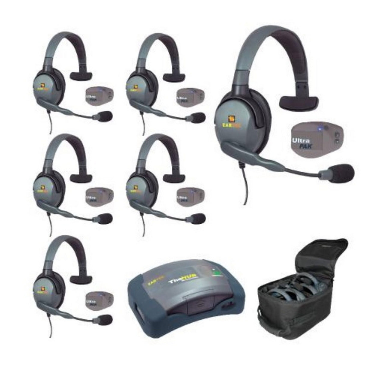 Eartec UPMX4GS6 6-Person Full Duplex Wireless Intercom with 6 UltraPAK and Max4G Single Headsets