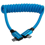 Kondor Blue 12-24-Inch Coiled USB-C Right Angle Braided Cable, Blue