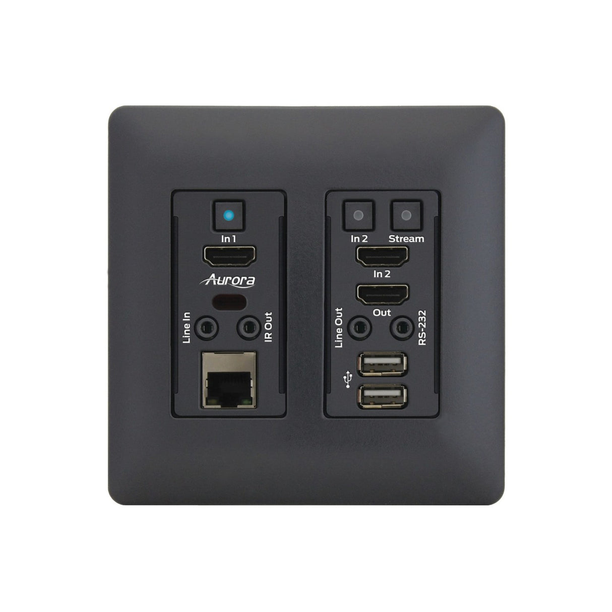 Aurora VLX-TCW2H-C | 1Gbps 4K IP Audio Video Wall Plate Black