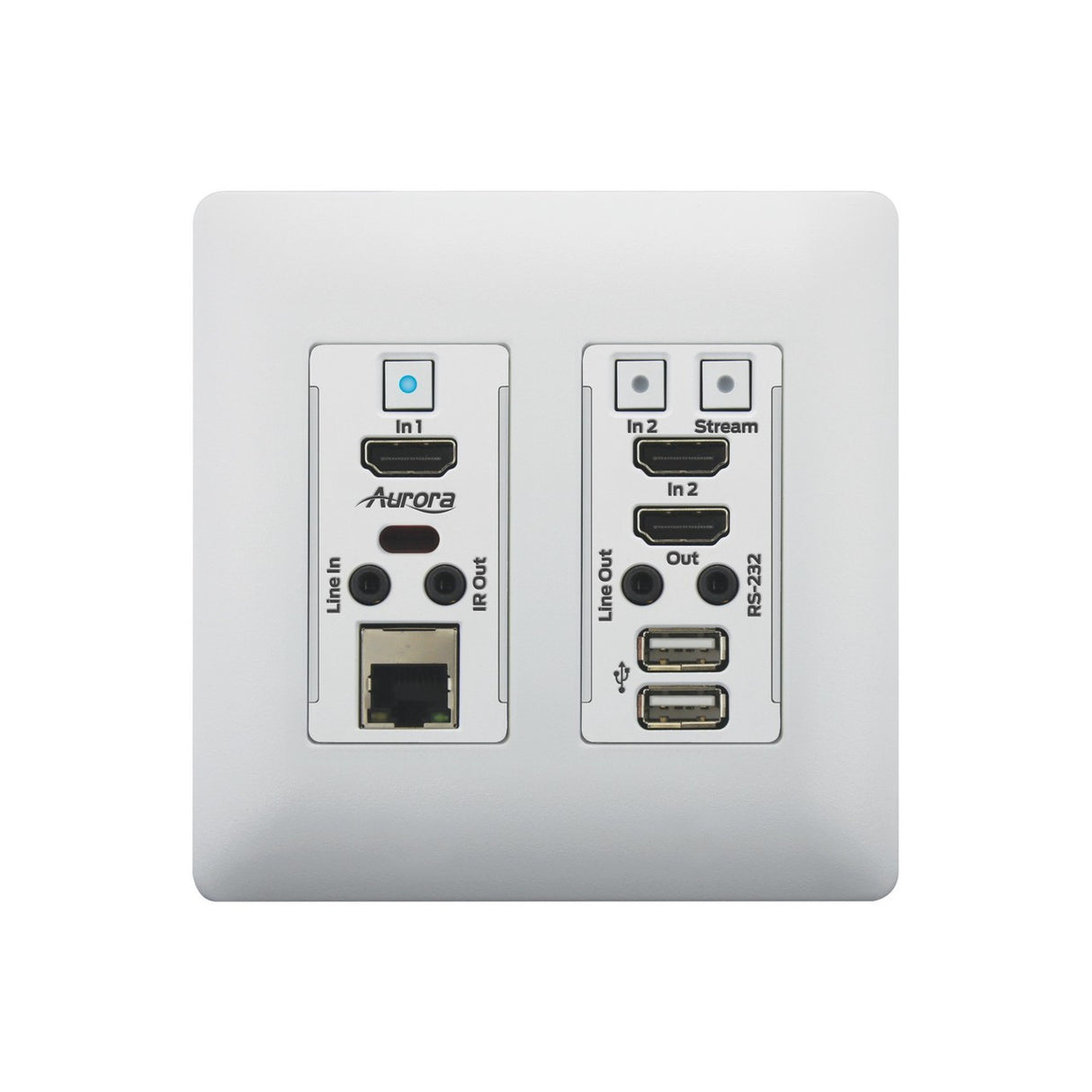 Aurora VLX-TCW2H-C | 1Gbps 4K IP Audio Video Wall Plate White