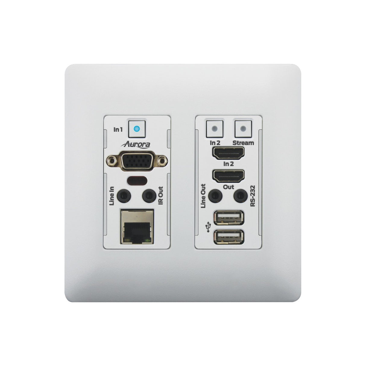 Aurora VLX-TCW2V-C 1Gbps 4K IP Audio Video Wall Plate White