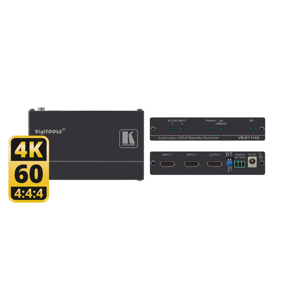 Kramer VS-211H2 2 x 1 4K60 HDCP 2.2 HDMI 2.0 Auto Standby Switcher