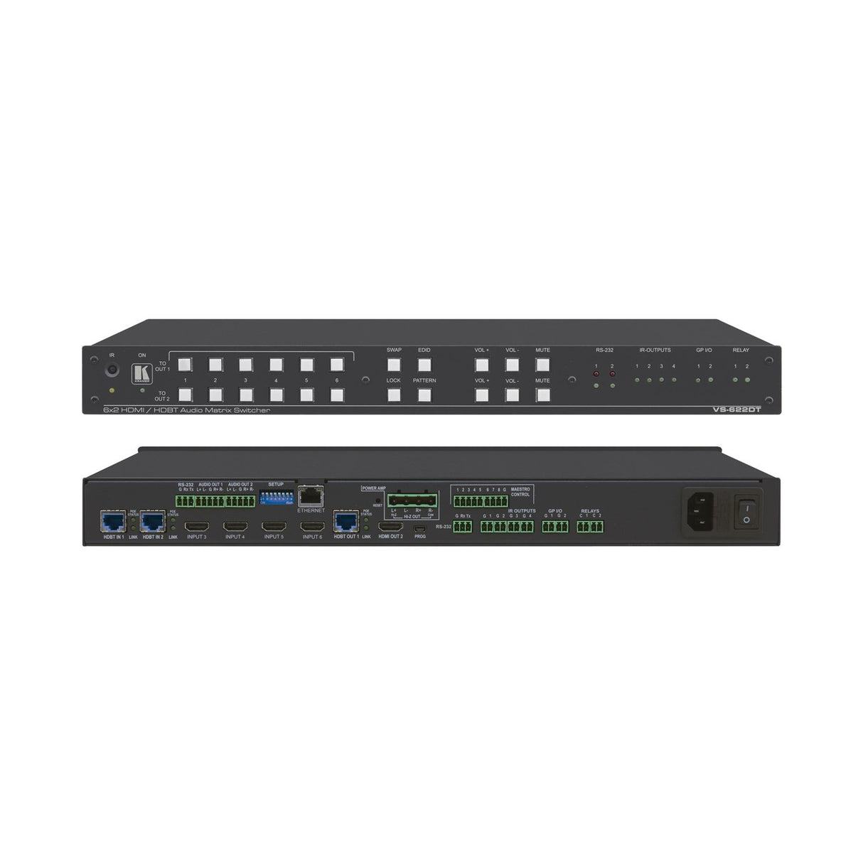 Kramer VS-622DT Presentation System with 6x2 4K20 4:2:0 HDMI/HDBaseT Matrix Switching