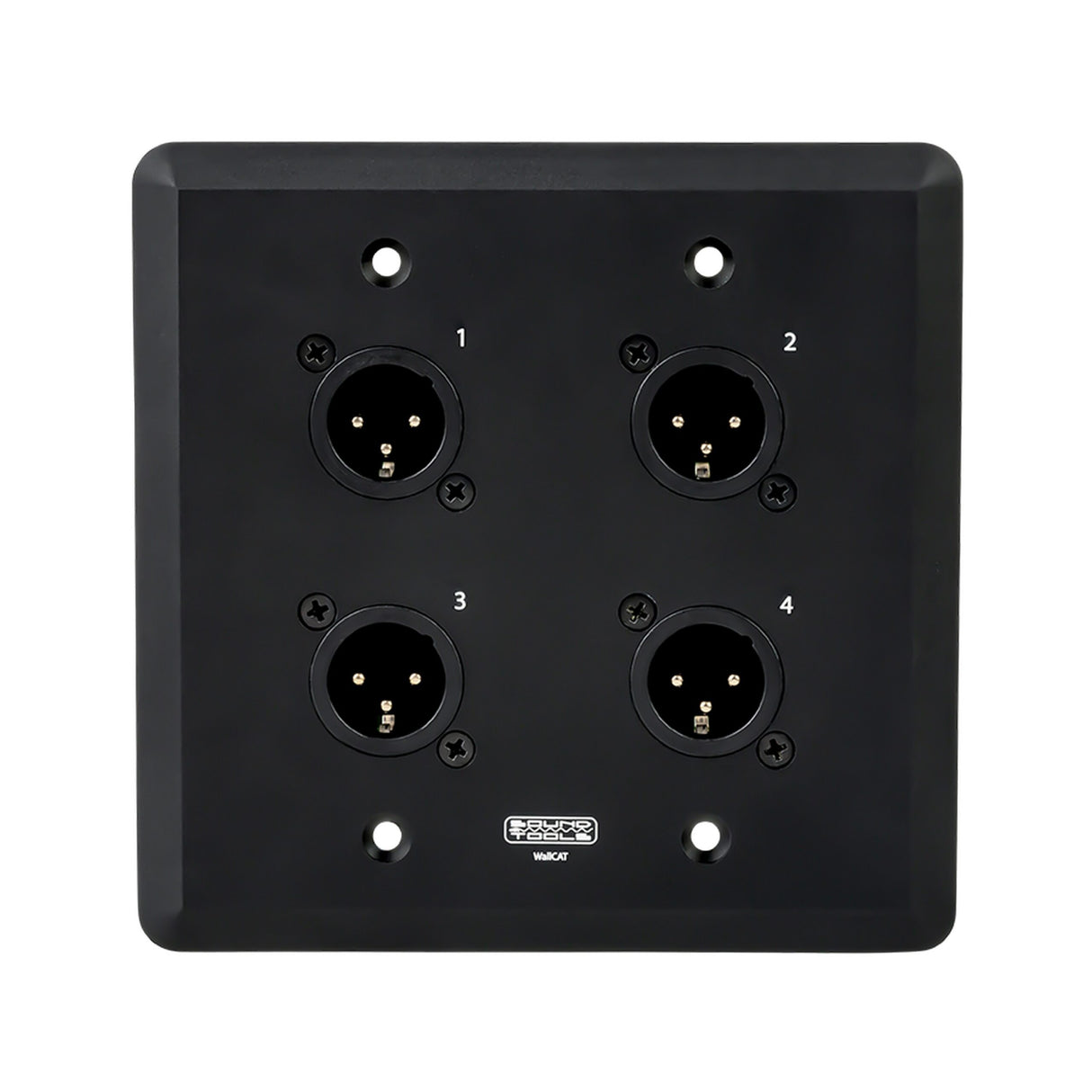 SoundTools WallCAT 2 Gang Wall Panel with 4 Male XLR to RJ45, Black