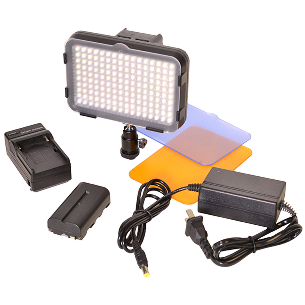 Bescor XT160M1 Bi-Color LED On-Camera Light with Battery, Charger and AC Adapter