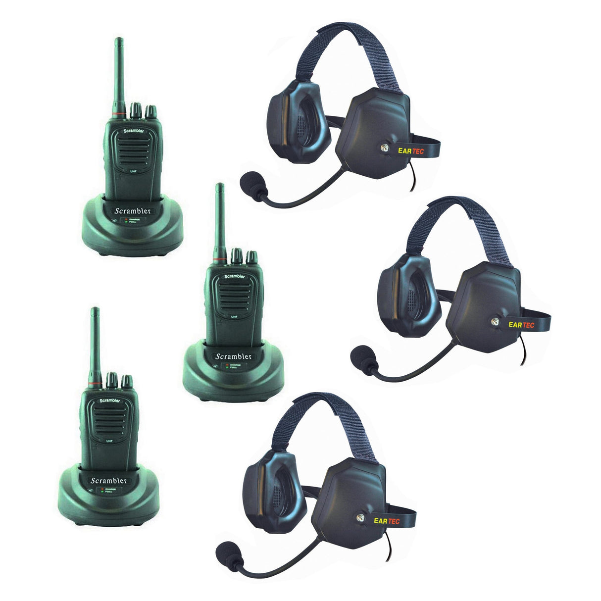 Eartec XTSC3000SH 3 SC-1000 Radios with Xtreme Shell Mount PTT Headsets