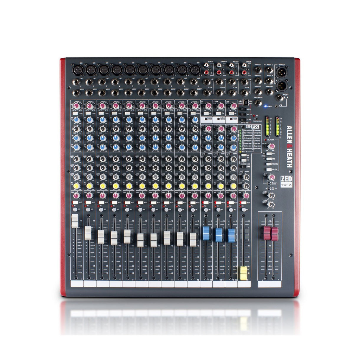 Allen & Heath ZED-16FX 10 Mono Mic Line 3 Stereo Input Neutrik XLR Mic 1/4 Inch USB FX Mixer