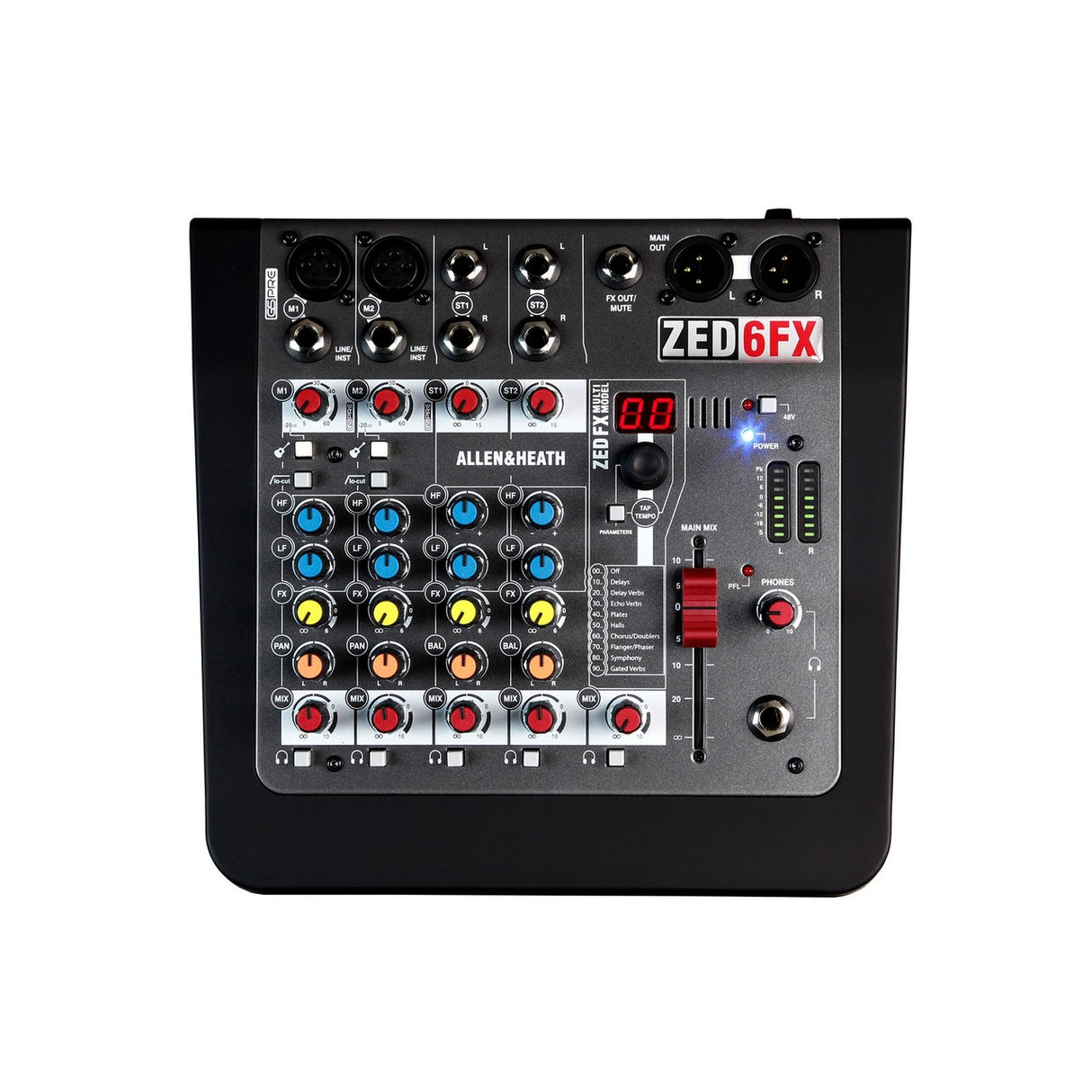 Allen & Heath ZED-6FX | Compact 2 Mono Stereo D I Mic Line Input XLR TRS Guitar Analog FX Mixer